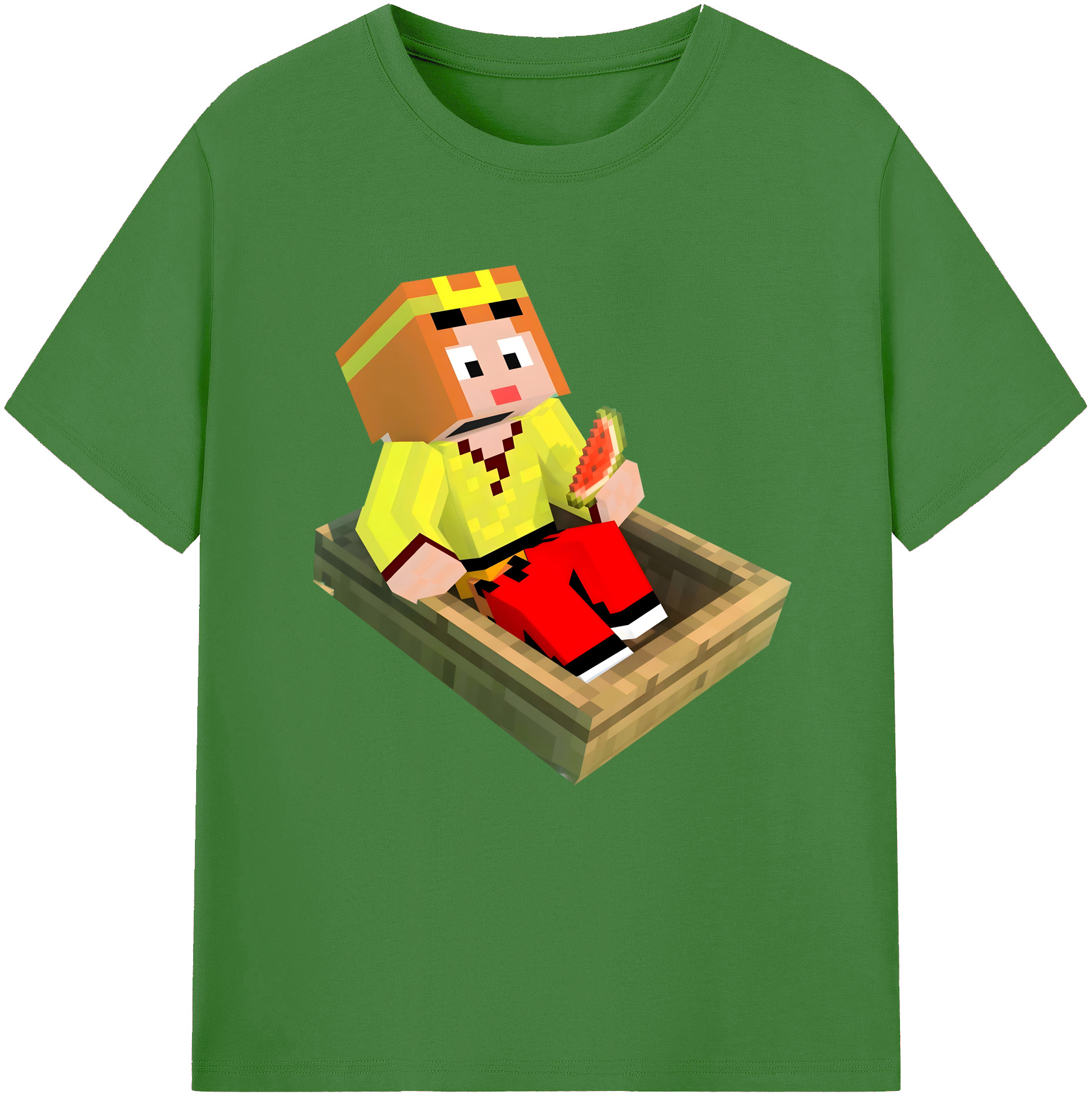 （画像用） マインクラフト ブロックの世界 Minecraft MC Block world レディースカジュアルプリントTシャツ（綿100％）